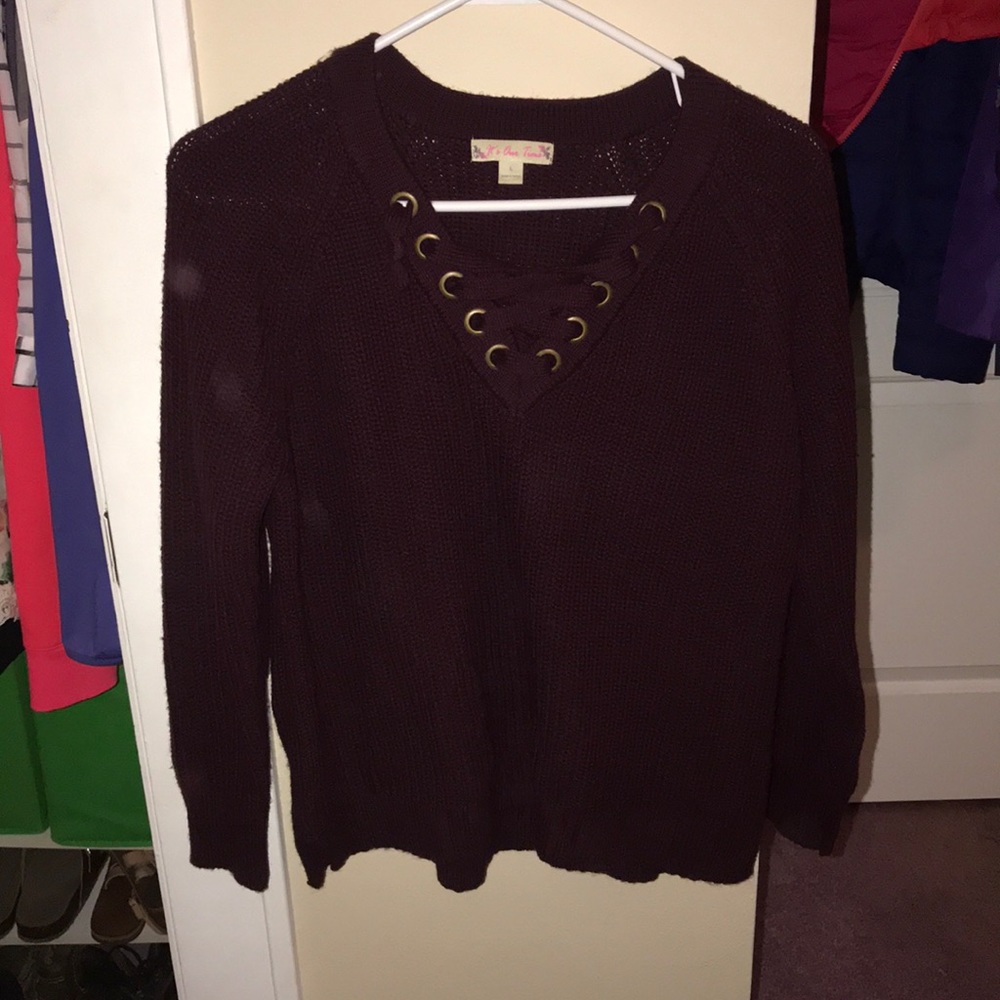 Lace up sweater